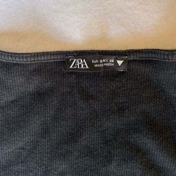 3/25$ ZARA Women Sweater, Square Neck, Cotton, Black, Size Small - Picture 4 of 4
